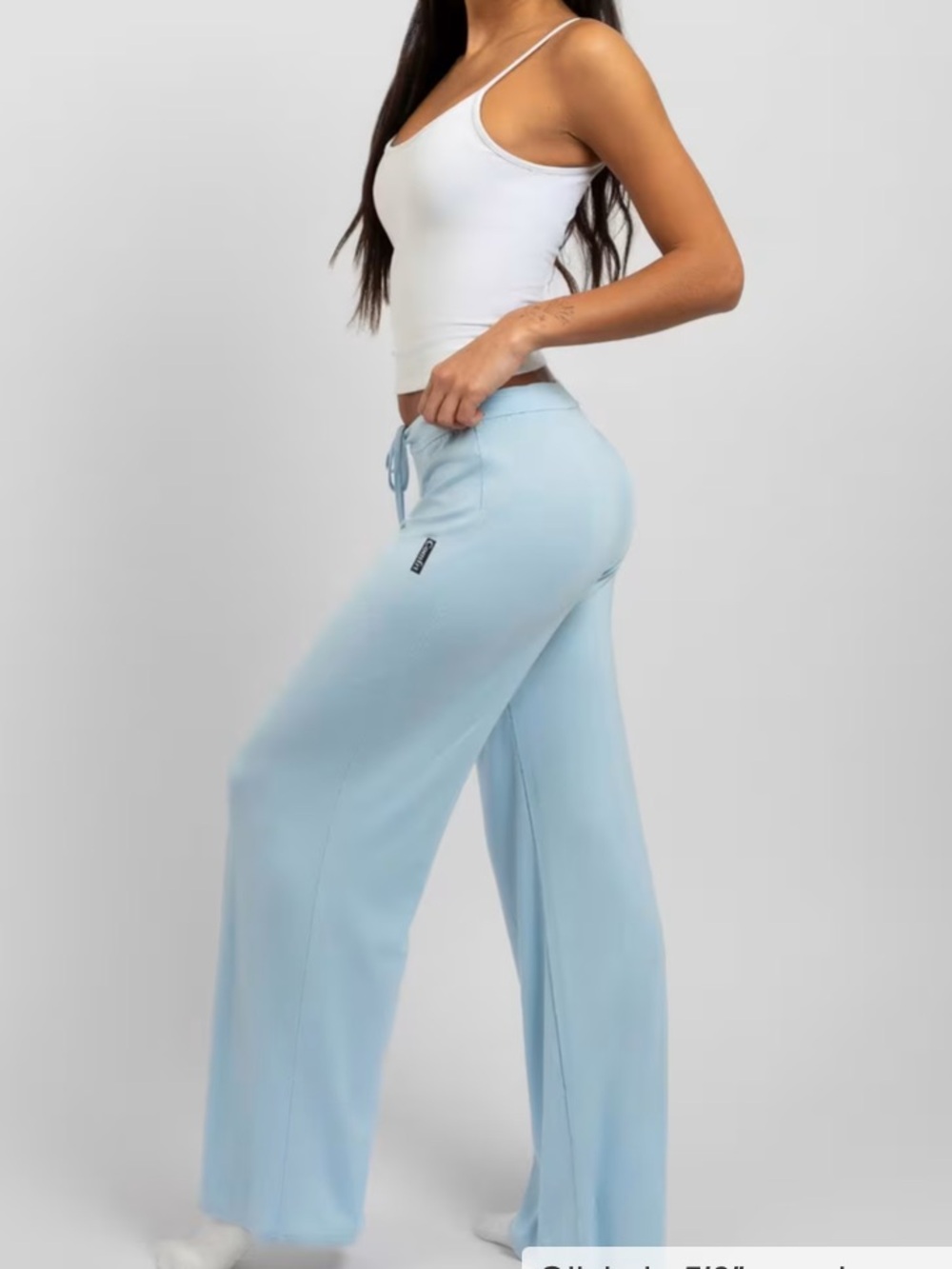 Cmfrt Cloud Lounge Set Tee Shirt Wide Leg Pants Light Baby Blue Two (2) Piece - Picture 10 of 16